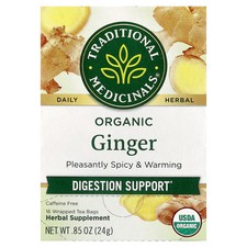 Organic Ginger, Caffeine Free, 16 Wrapped Tea Bags, 0.85 oz 24 g