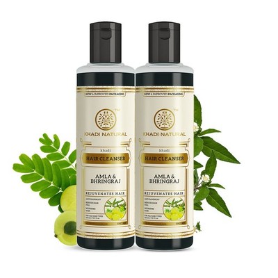 Khadi Natural Amla & Bhringraj Hair Cleanser Combo Pack of 2 - 210ml Each 