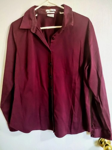 Van Heusen Size XXL Burgundy Womens Blouse Button Front* Long Sleeves - Picture 1 of 9