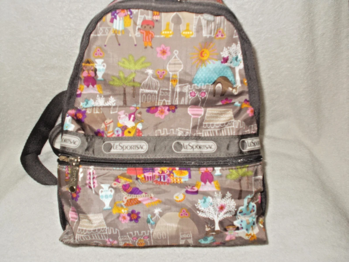 LeSportsac Pink and Brown Heart Glasses Rucksack Backpack Lesportsac Backpack - Etsy main image 2