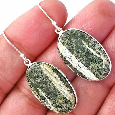 Natural Chrysotile 925 Sterling Silver Earrings Jewelry E-1001