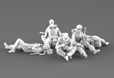 1/32 Scale WwII Resting German Army Soldiers 5 Figures Model Kit Resin Printed