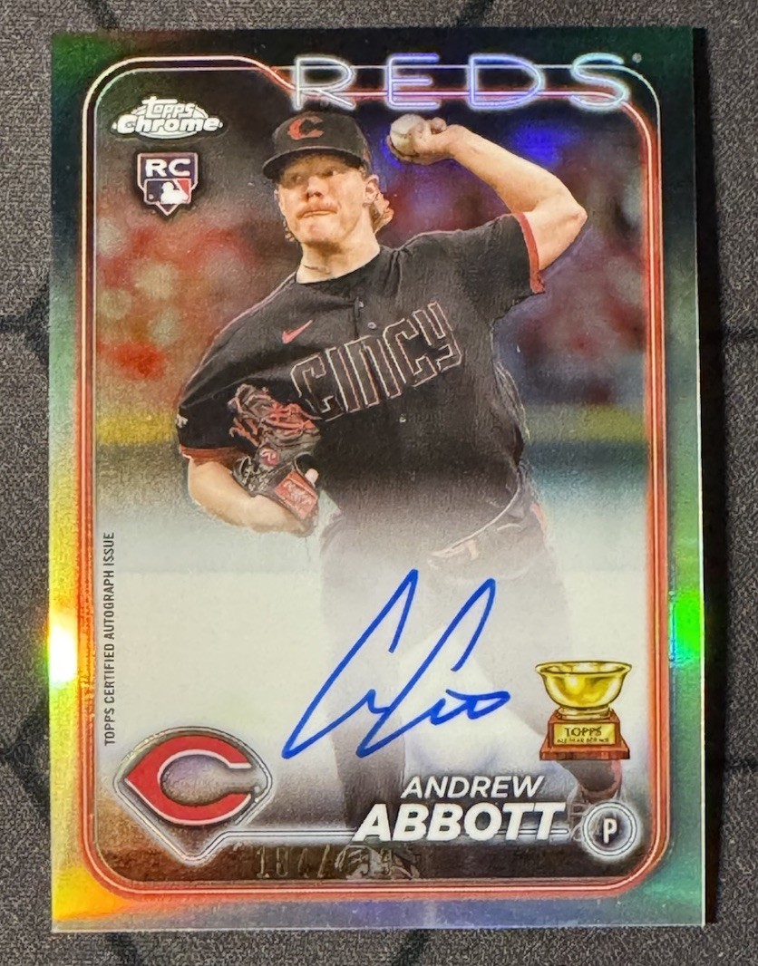 2024 Topps Chrome #RA-AA Andrew Abbott Refractor Auto /499 Rookie RC