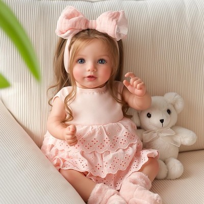 BABESIDE Reborn Puppe Mädchen   50 cm lebensechtes Reborn-Baby mit langem Haa...