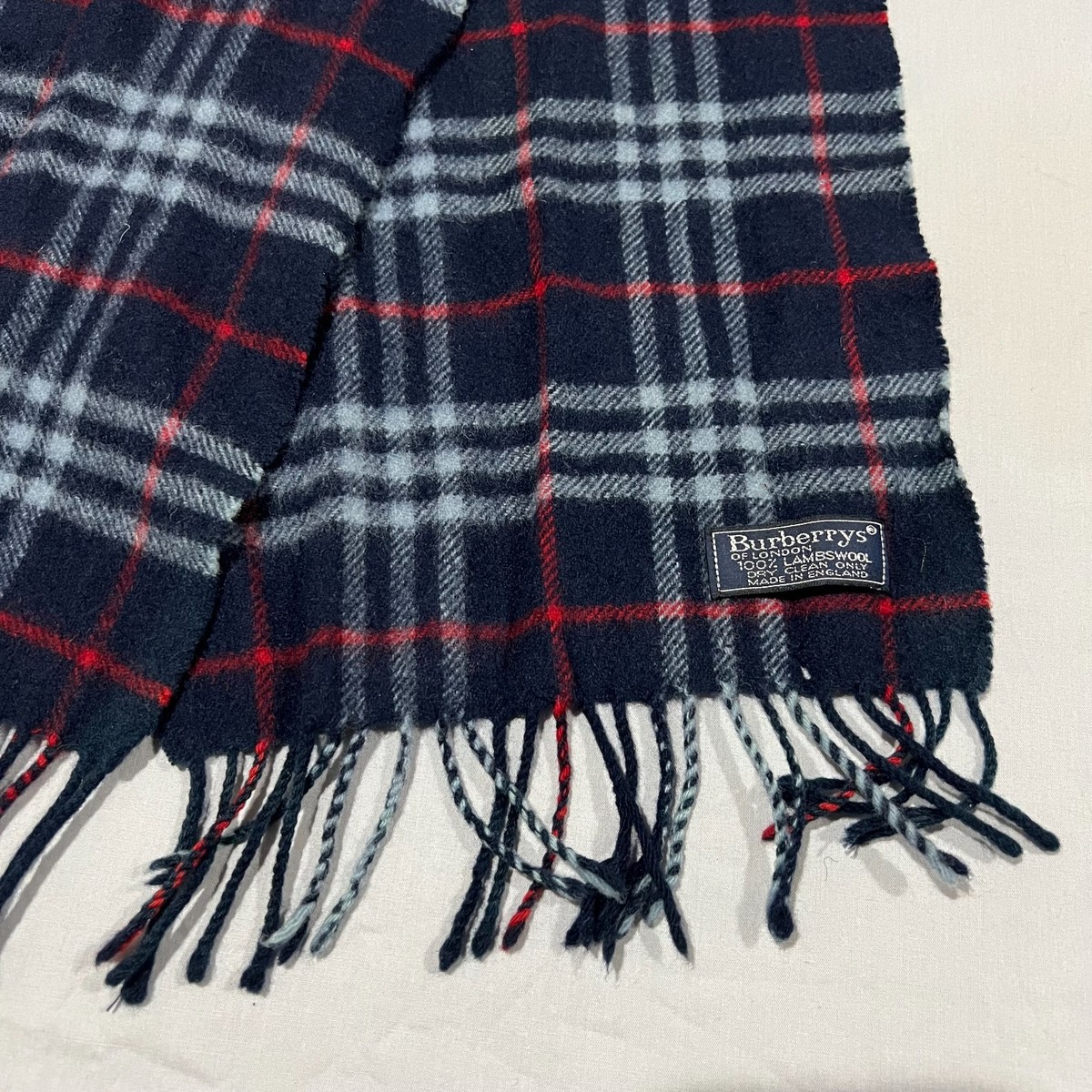 Wool Burberry Bufanda 80 Vintage 80s Burberry London Unisex Blue