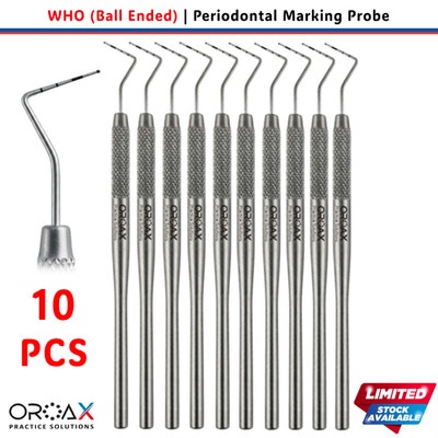 10 Pcs WHO Periodontal Probe 0.5mm Ball Tip CPITN Dental Pocket Depth OROAX