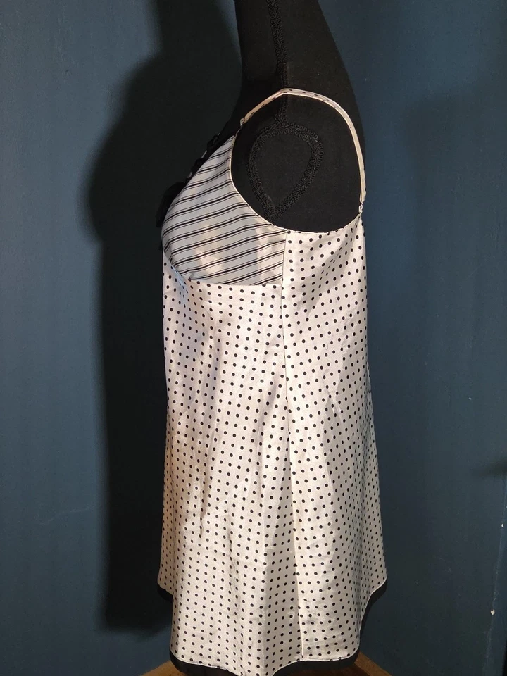 M Gillian Omalley Chemise Lunares Rayas Encaje Lazo Vestido Sin Mangas Camisón Coqueta Foto 3 de 4