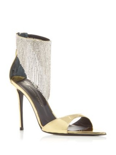 GIUSEPPE ZANOTTI Womens Gold Waterfall Pointed Toe Stiletto Heeled Sandal 37.5