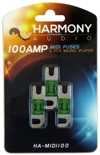 Harmony Audio HA-MIDI100 Car Stereo Fuseholder 3 Pack 100 Amp MIDI Fuses Nickel