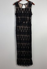 Crochet Maxi Dress Lace Mesh Large Black Sleeveless Beach Whimsigoth Witchy