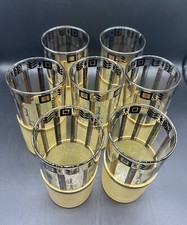 Set of 7 Vintage MCM signed Georges Briard 22k Gold Decorated Glasses