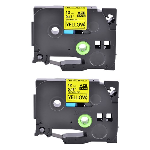 Compatible with Brother PT-1160 TZ TZe-FX631 Yellow Flexible Label Tape 12mm 2PK