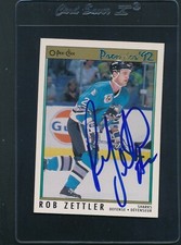 1991/92 O-Pee-Chee Premier #21 Rob Zettler Sharks Signed Auto *C2380