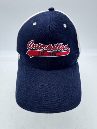 Caterpillar StrapBack Trucker Hat Cap Blue White Vintage Cyrk