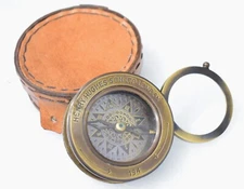 Vintage Brass Antique Compass with Desktop Magnifying Glass Collectible Maritime