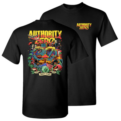 Authority Zero Band 30yr Anniversary Cotton Black Shirt For Men Full Size BT257
