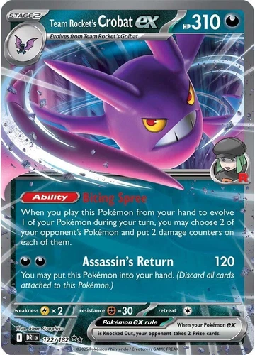 Team Rocket's Crobat Ex 122/182 Sv10: Destined Rivals