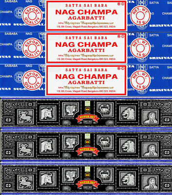 45 gm Super Hit Incense & 45 gm Nag Champa Satya Sai Baba 6 Boxes 15gm per Box