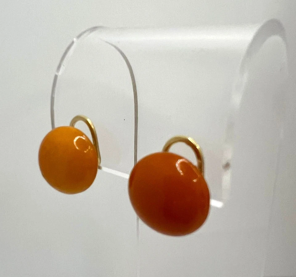 Vintage Bernstein Ohrclips Karamellfarben Ohrstecker Bakelit clip on earrings - Bild 4 von 4