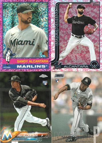 Sandy Alcantara 2018 Chrome RC, Stadium RC, 2025 Heritage SP, Easter Egg SP /50