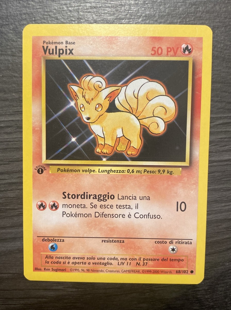 Pokémon Vulpix ITALIAN Base Pokemon Card 68/102 First Edition NM