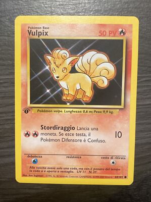 Pokémon Vulpix ITALIAN Base Pokemon Card 68/102 First Edition NM