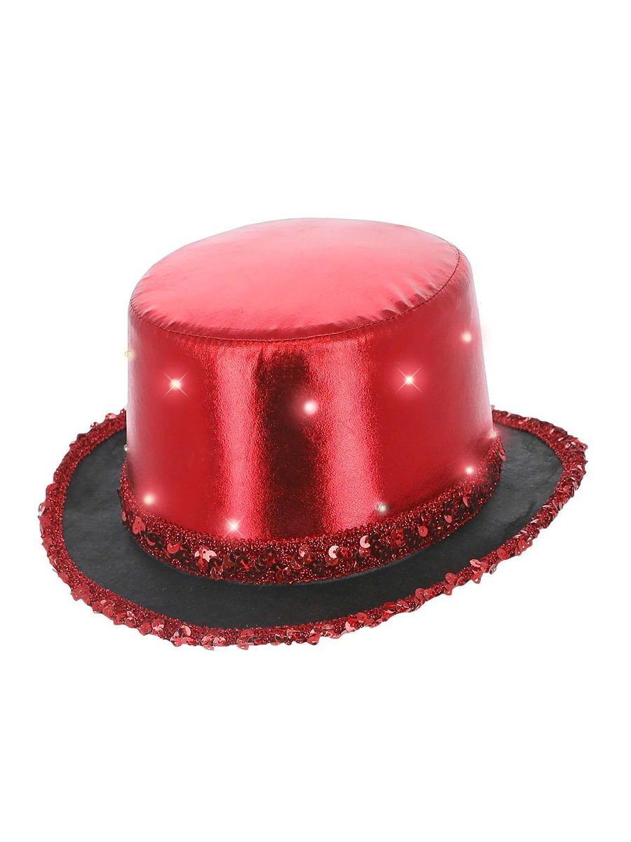 LED Light Up Metallic Top Hat Hot Pink Adult LED Light Up Metallic Top Hat Hot Pink Adult