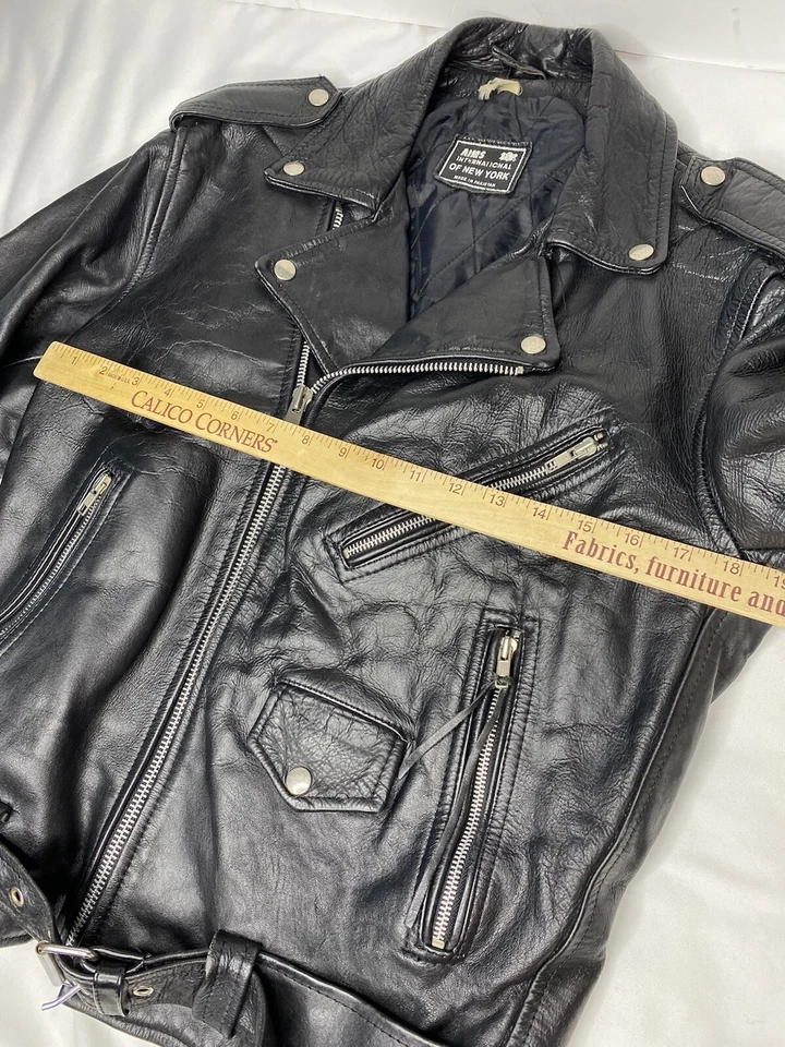 Chaqueta Punk Motociclista Motocicleta Motociclista Vintage Años 80’s 90’s Mediana Negra Pesada Unisex Foto 3 de 4