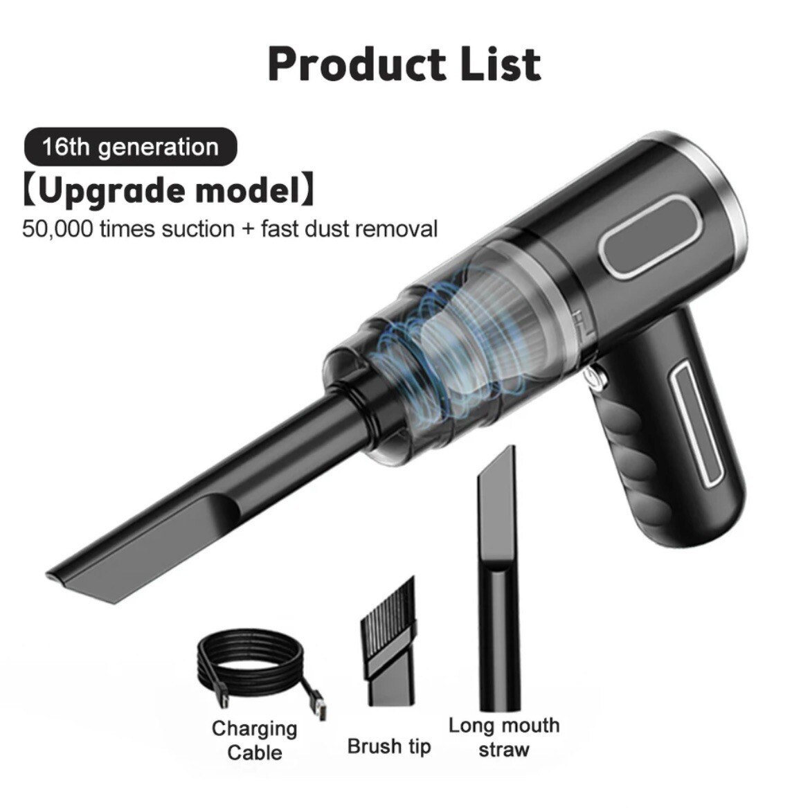Aspirapolvere Auto Senza Fili 29000pa Forte Aspiratore Polvere Portatile a Secco - Miniatura 5