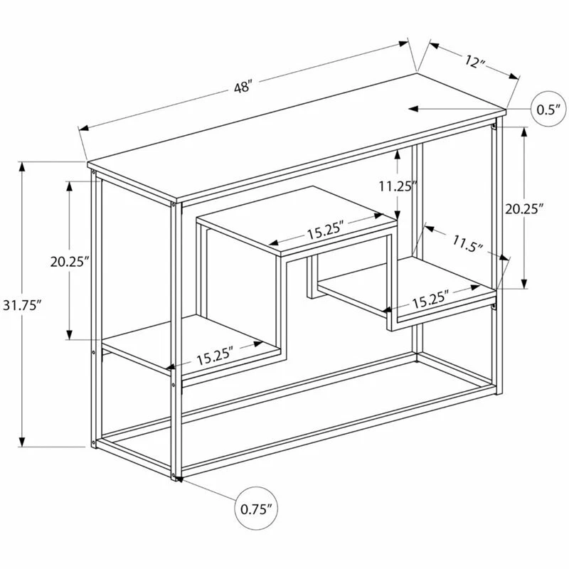 Mesa Consola Monarch 48" Moderna Multi Nivel Madera Superior en Espresso y Negro Foto 4 de 4