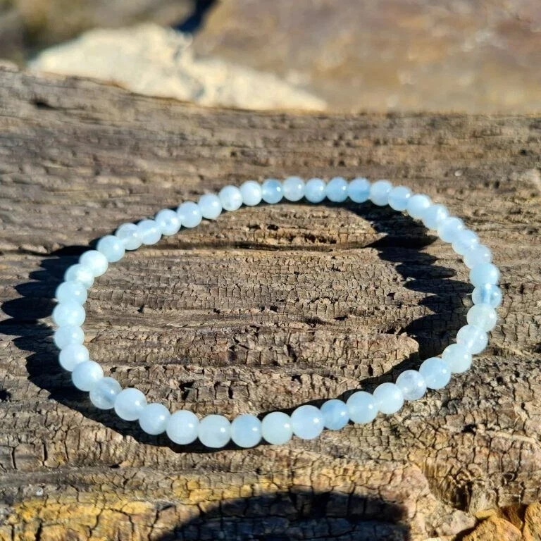 Brazalete elástico de cristal curativo con piedras preciosas azules con cuentas de amazonita natural de 4 mm regalo Foto 2 de 4