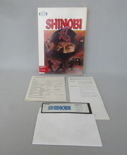 SHINOBI by Sega 1989 Commodore C64/128 Game Disk, Instructions, & Box