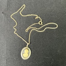 Vintage Victorian Revival Faux Cameo Gold Pendant Chain Necklace 16