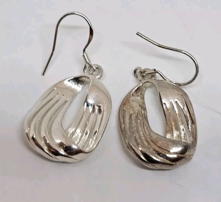 Sterling Silver 925 Long Hook Loop Drop Dangle ea… - image 5