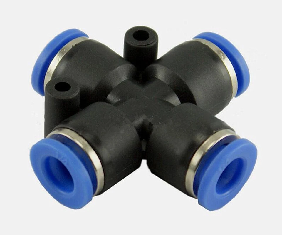 5Pcs Pneumatic Cross Union Tube OD 1/8" Inch Push In To Connect Air Fitting Part - Image 2 of 2