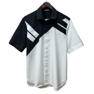 Neil Barrett Short Sleeve Button-Up Poplin Shirt - Men, White/Black, 41