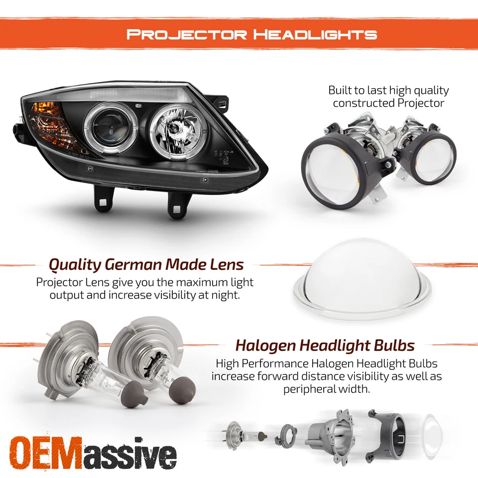 Faros proyectores LED dobles con luces de esquina Fit 03-08 BMW Z4 - negros Foto 4 de 4