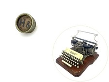 Hammond No.12 Typewriter H & Key Antique Part Vtg Glass Keytop Keyboard thumbnail