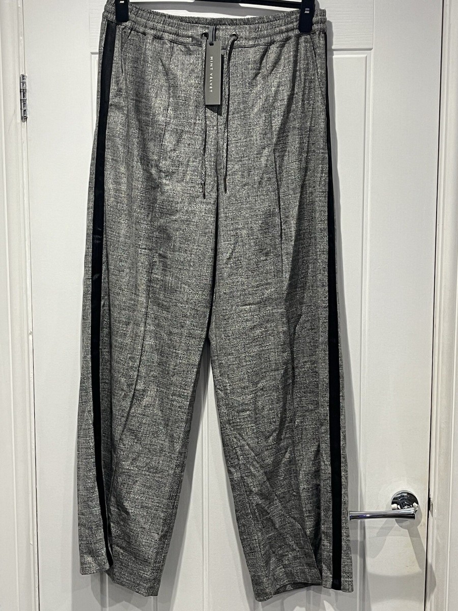 Mint Velvet Vancouver Grey Metallic Wide Leg Trousers Ladies Size