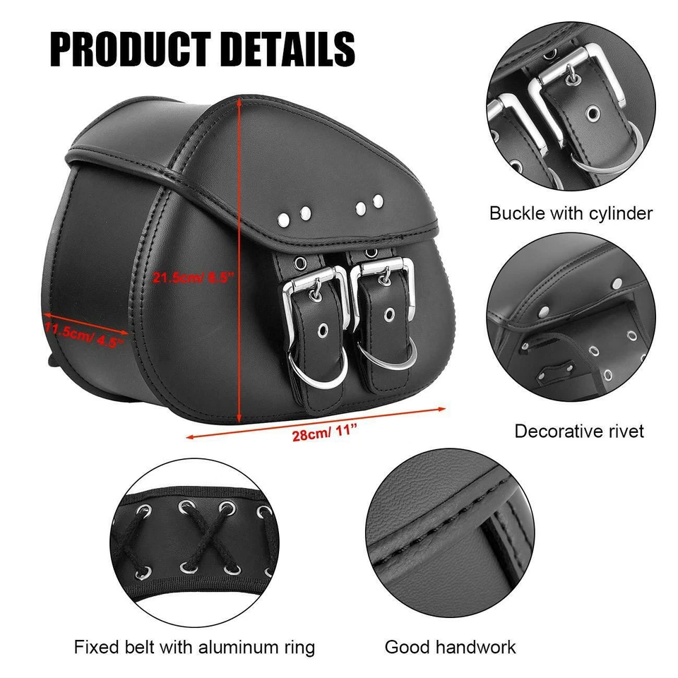 Motorcycle PU Leather Saddle Bags For Yamaha V-Star XVS 250 650 950 1100 1300 Foto 2 de 4