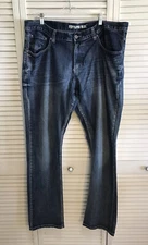 Flypaper Blue Straight Leg Jeans Mens 38X36 L Actual 35”Dark Denim Wash Distress