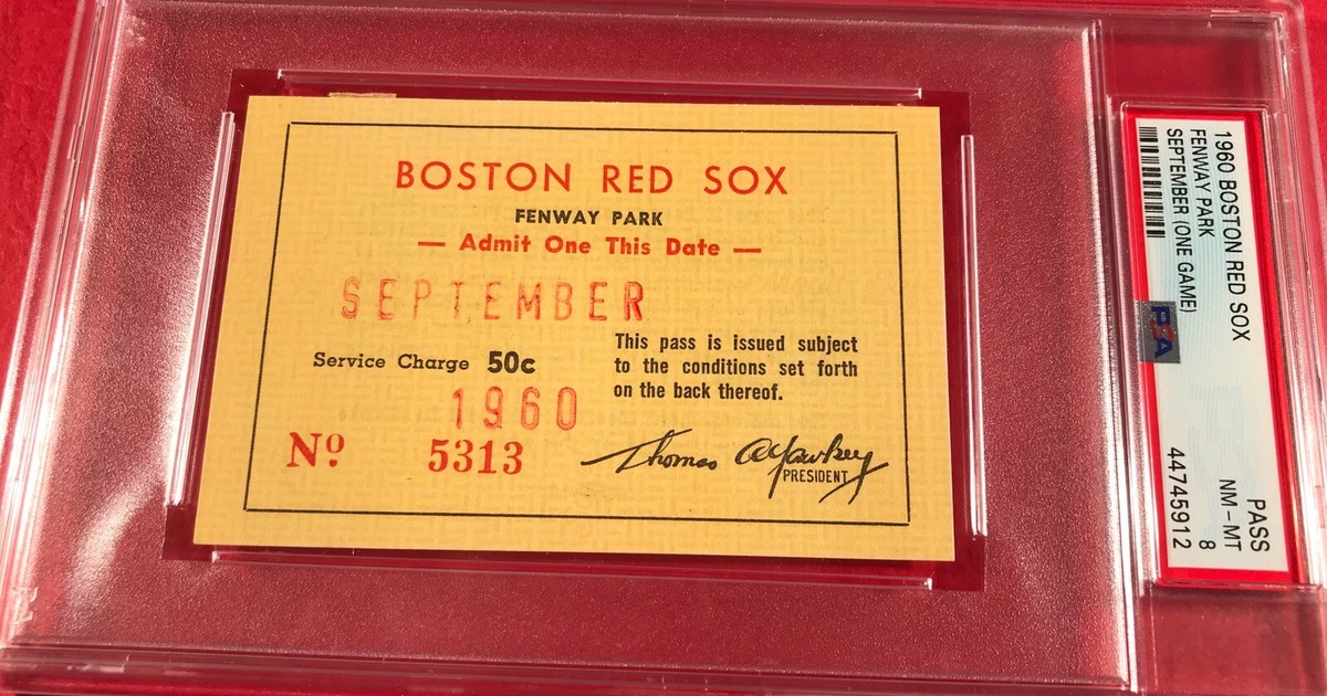 1960 Ticket Pass PSA Ted Williams Last HR 521 Fenway Park Boston