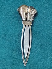 Unique Estate Sterling Silver Elephant Theme Book Mark: 3.25" x 1"