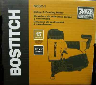BOSTITCH N66C-1 PNEUMATIC ANGLED SIDING COIL NAILER NAIL GUN KIT NEW in OPEN BOX