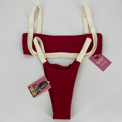 Strawberry Milk Mob Bikini Set Top & Bottom Women's M Red New NWT Pool Beach