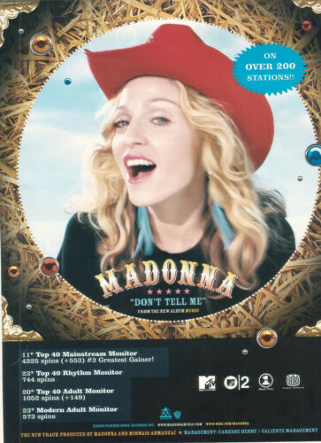 Madonna 2001 Ad- Don't Tell Me/sur plus de 200 stations !! - Photo 1/1