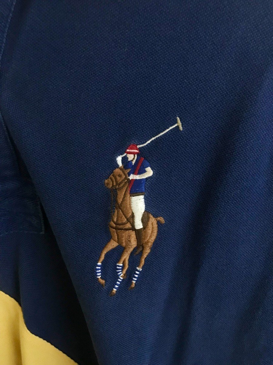 Polo Ralph Lauren L navy blue yellow stripe green Classic