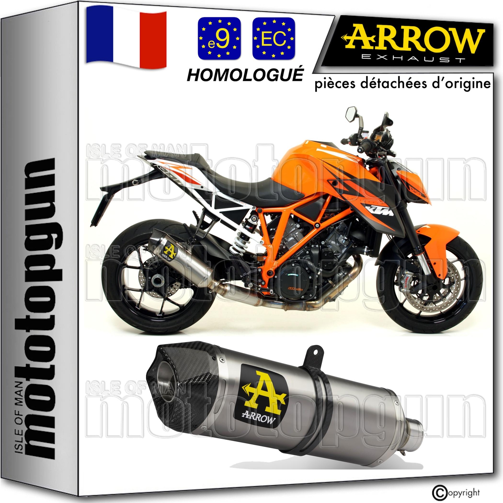 Echappement Arrow Race-Tech carbone pour KTM 1290 Superduke R 2016 augmentant le couple