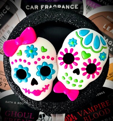 2P SET Refill+ Clip Sugar Skull Couple Car Visor Bath & Body Works Scentportable
