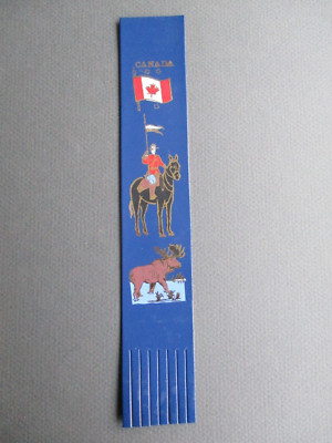 Leder LESEZEICHEN KANADA kanadische Flagge montiert Polizist Mountie Elch blau unbenutzt